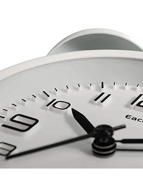 NXZ Loud Alarm Clock Vintage Alarm Clock Twin Bell Alarm Clock for Heavy Sleeper Silent and noTicking 6 inches 3D Dial with Backlight Battery Alarm Clock White