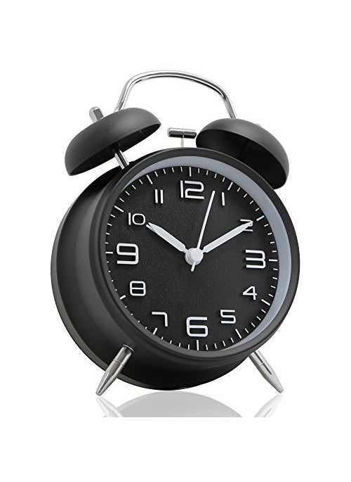 NXZ Loud Alarm Clock Vintage Alarm Clock Twin Bell Alarm Clock for Heavy Sleeper Silent and noTicking 4 inches 3D Dial with Backlight Battery Alarm Clock Green
