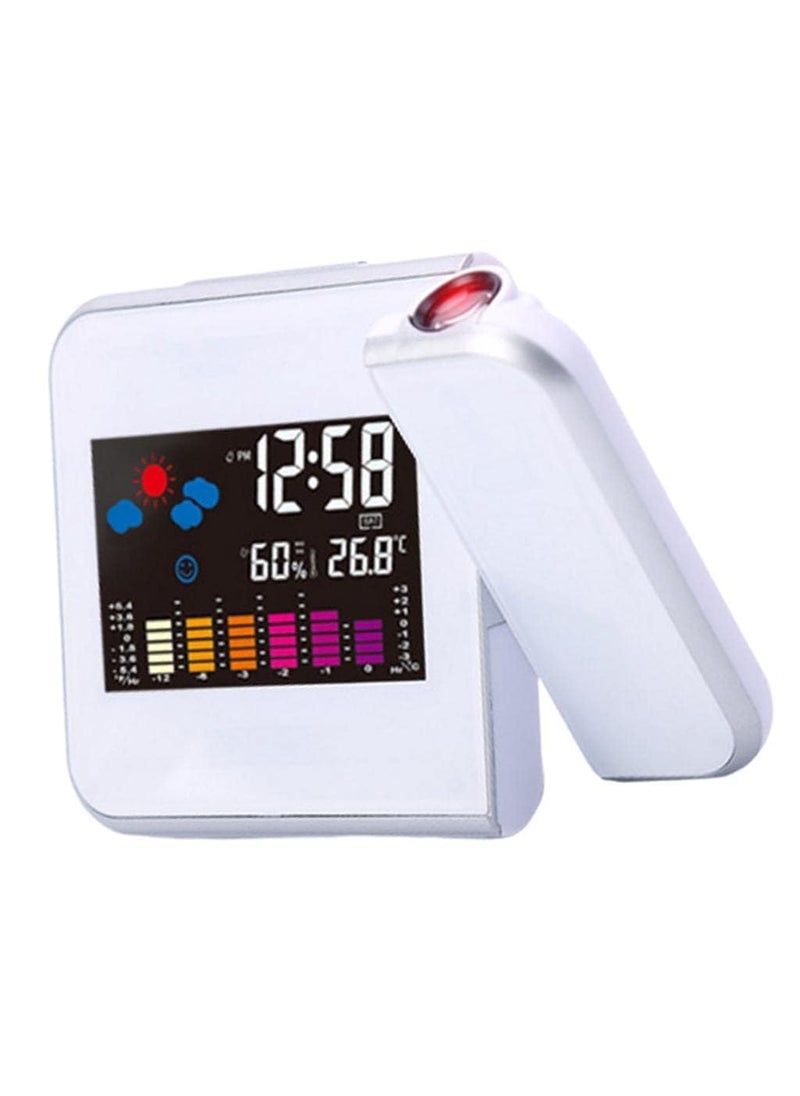 kesig Weather Station Colourful Projection Alarm Clock Snooze Functions Hygrometer Tempmeter Wall Projecting Digital Clocks with Back Light LCD Display