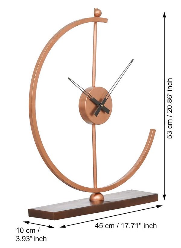 CHRONIKLE Beautiful Metal Copper Color Analog Office Desk Table Clock for Study Living Room Home Decoration Gifts Size 38 x 10 x 535 CM Weight 850 Gram