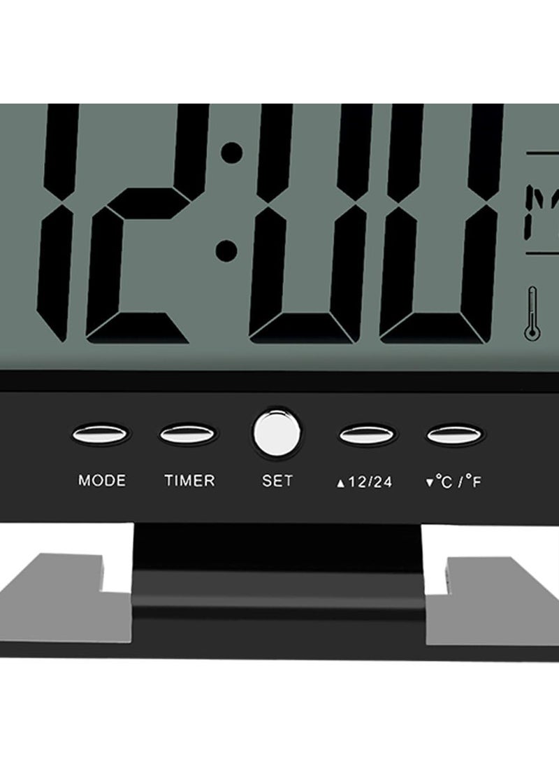 NXZ Alarm Clock Features Time Day Date Year Musical Alarm Temperature Indoors Large LCD Display Black