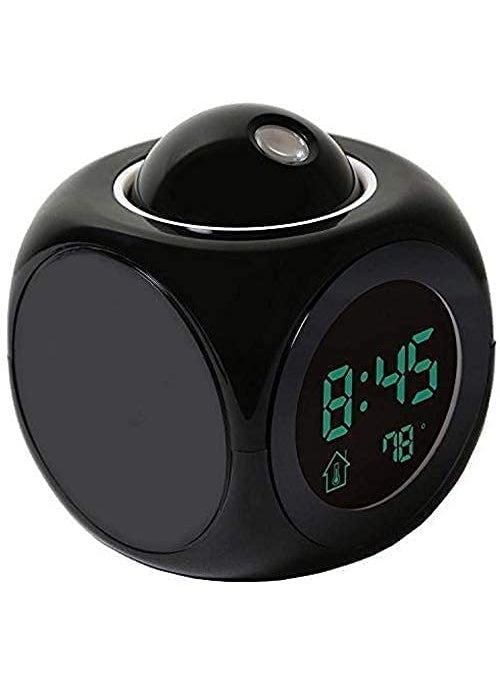NXZ Plastic LCD Talking Digital Alarm Clock with Projector Time Display Watch and Talking Feature and LED Back Light Black
