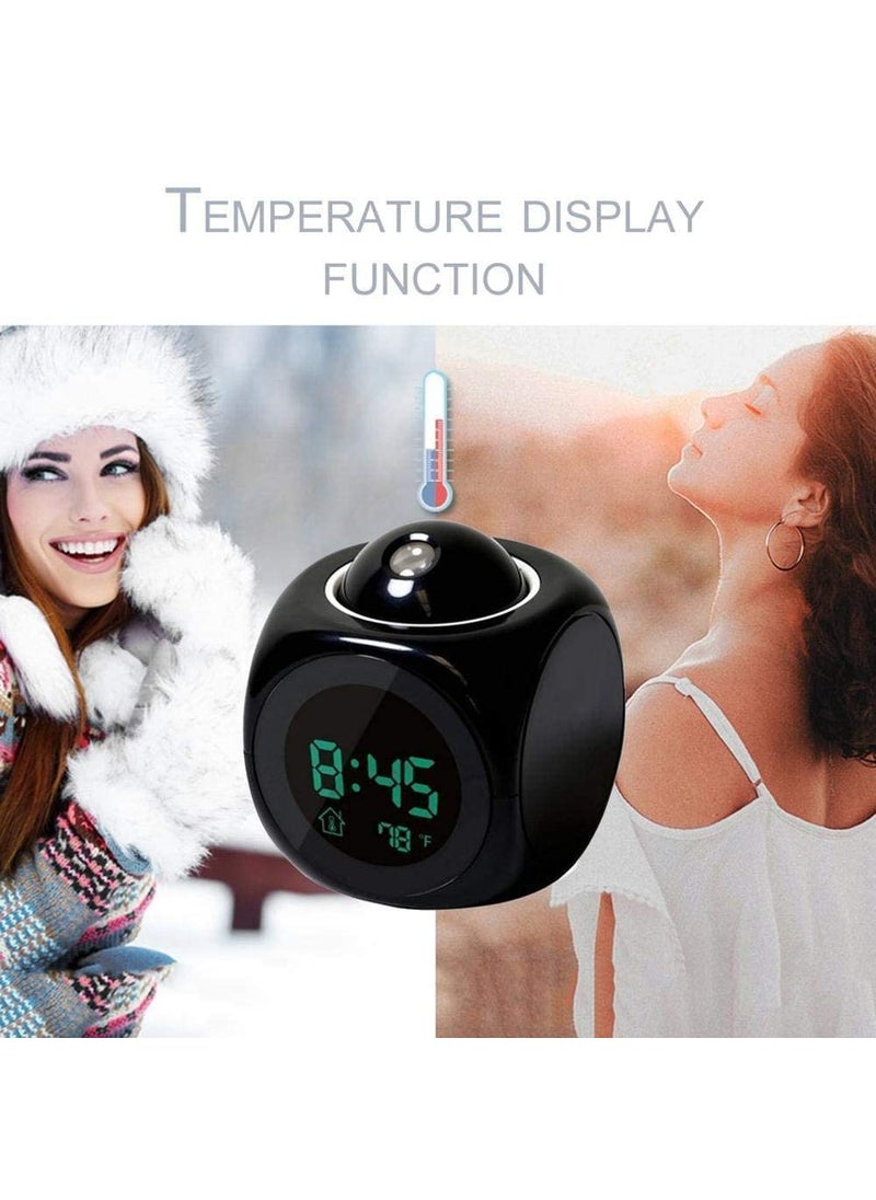 NXZ Plastic LCD Talking Digital Alarm Clock with Projector Time Display Watch and Talking Feature and LED Back Light Black