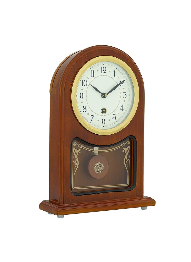 CHRONIKLE Vertical Wooden Analog Pendulum English Numbers Table Clock for Office Desk Study Living Room Decorations Gifts Size 23 x 8 x 335 CM Weight 1240 Gram Color Brown