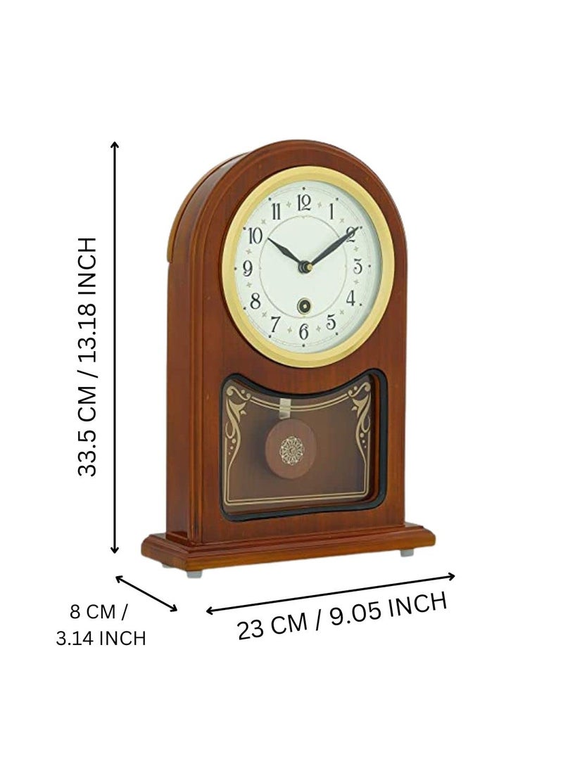 CHRONIKLE Vertical Wooden Analog Pendulum English Numbers Table Clock for Office Desk Study Living Room Decorations Gifts Size 23 x 8 x 335 CM Weight 1240 Gram Color Brown
