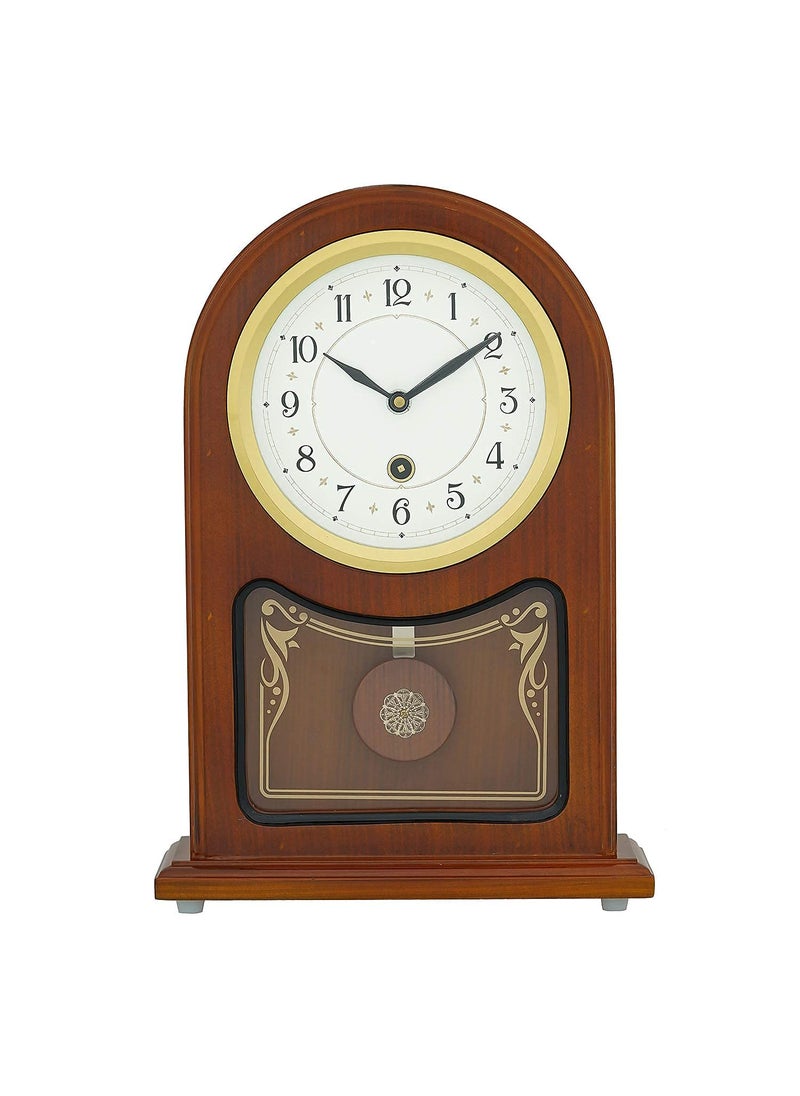 CHRONIKLE Vertical Wooden Analog Pendulum English Numbers Table Clock for Office Desk Study Living Room Decorations Gifts Size 23 x 8 x 335 CM Weight 1240 Gram Color Brown