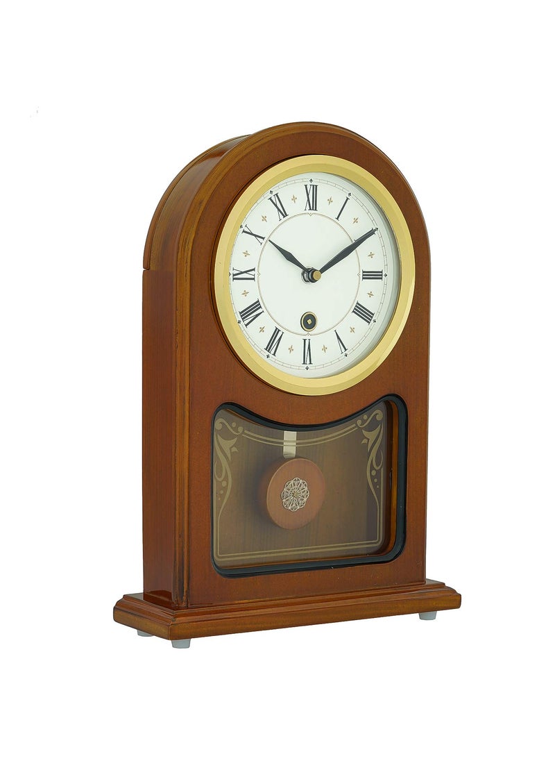 CHRONIKLE Vertical Wooden Case Analog Pendulum Roman Numbers Table Clock for Office Desk Study Room Home Decorations Gifts Size 23 x 8 x 335 CM Weight 1240 Gram Color Brown