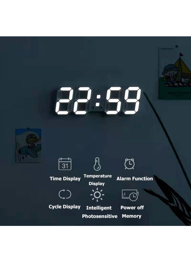 bosig Plastic 3D Led Digital Alarm Clock 91 Led Desk Wall Clock AutoDimming For Kitchen Bedroom Office Modern Fashion Design With MultiLevels