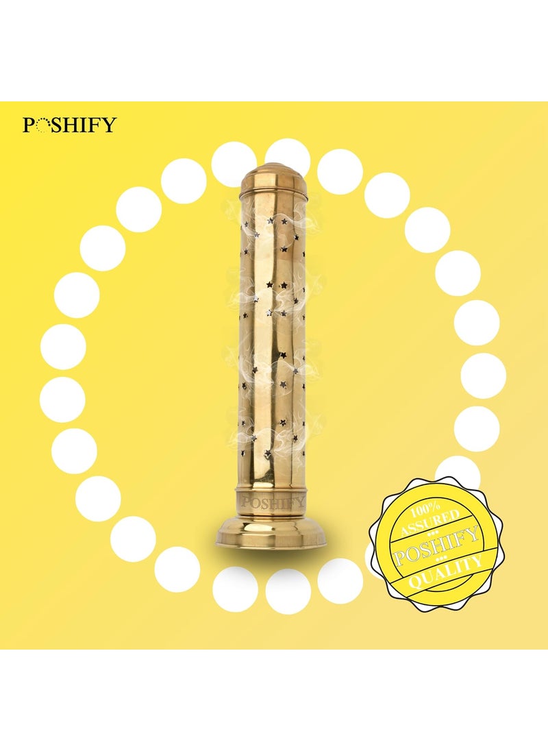 POSHIFY Agardan Pipe Holder Elegant Brass Stand for Agarbati Incense Sticks and Fragrances Perfect for Puja Room Meditation Space and Home Decor