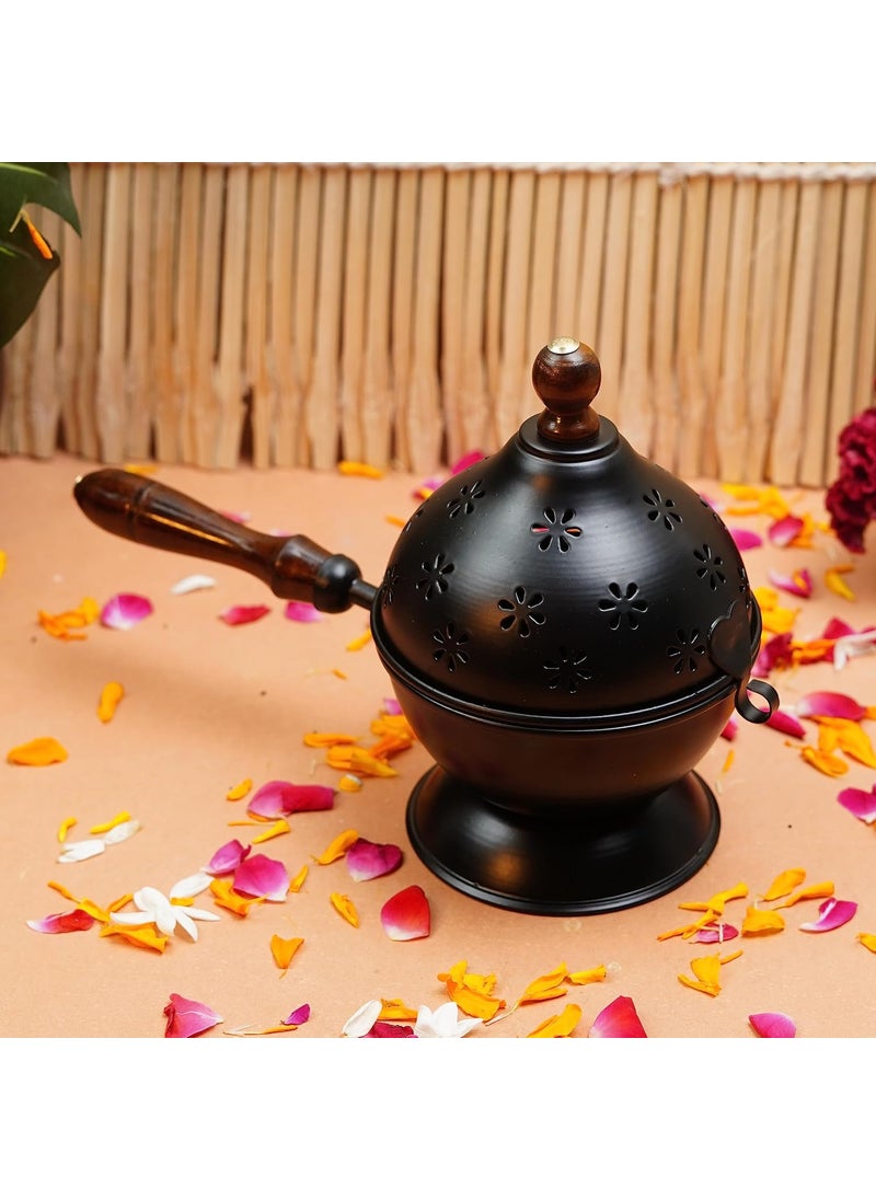 ServDharm Metal Incense Burner Loban Dani Dhoop Dani Aarti Metal Loban Dhoop DaniDhoop Dani Burner for Home Office Temple PujaRound MetalGold