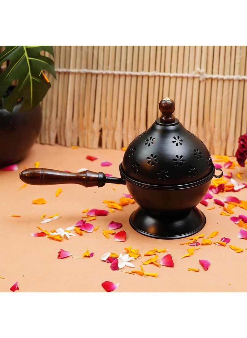 ServDharm Metal Incense Burner Loban Dani Dhoop Dani Aarti Metal Loban Dhoop DaniDhoop Dani Burner for Home Office Temple PujaRound MetalGold