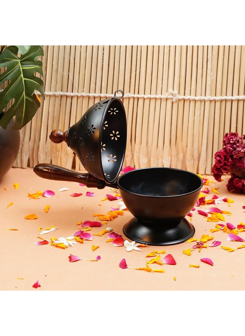 ServDharm Metal Incense Burner Loban Dani Dhoop Dani Aarti Metal Loban Dhoop DaniDhoop Dani Burner for Home Office Temple PujaRound MetalGold