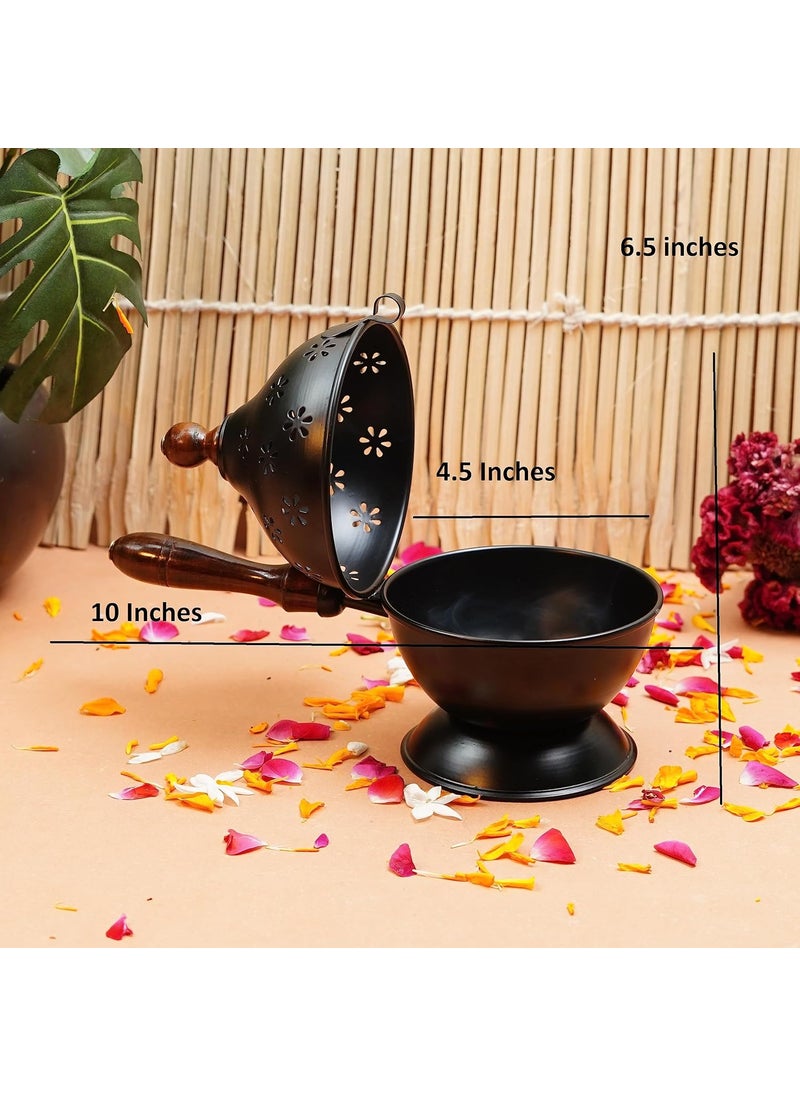 ServDharm Metal Incense Burner Loban Dani Dhoop Dani Aarti Metal Loban Dhoop DaniDhoop Dani Burner for Home Office Temple PujaRound MetalGold