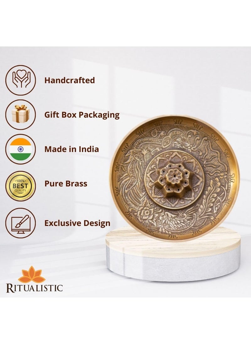 RITUALISTIC Oriental Incense Holder Incense Burner Pooja Items Loban Dani Holder Brass Dhoop Batti Stand Dhoop Dani Burner for Home Office Temple