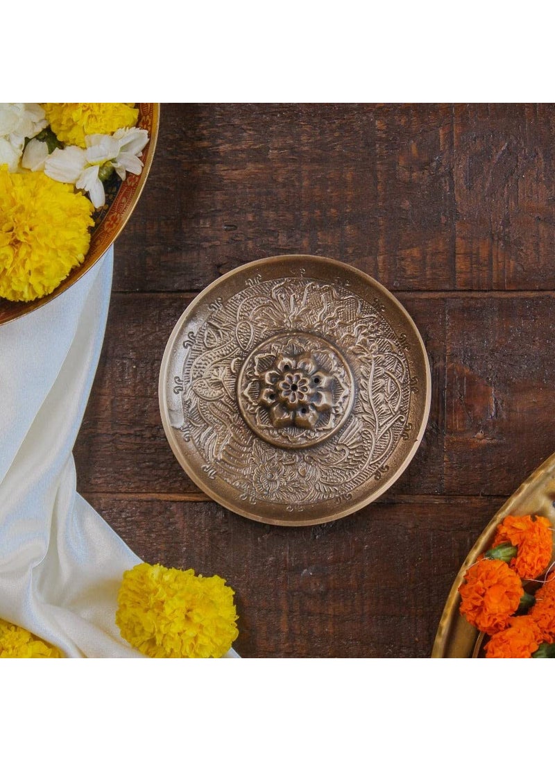 RITUALISTIC Oriental Incense Holder Incense Burner Pooja Items Loban Dani Holder Brass Dhoop Batti Stand Dhoop Dani Burner for Home Office Temple
