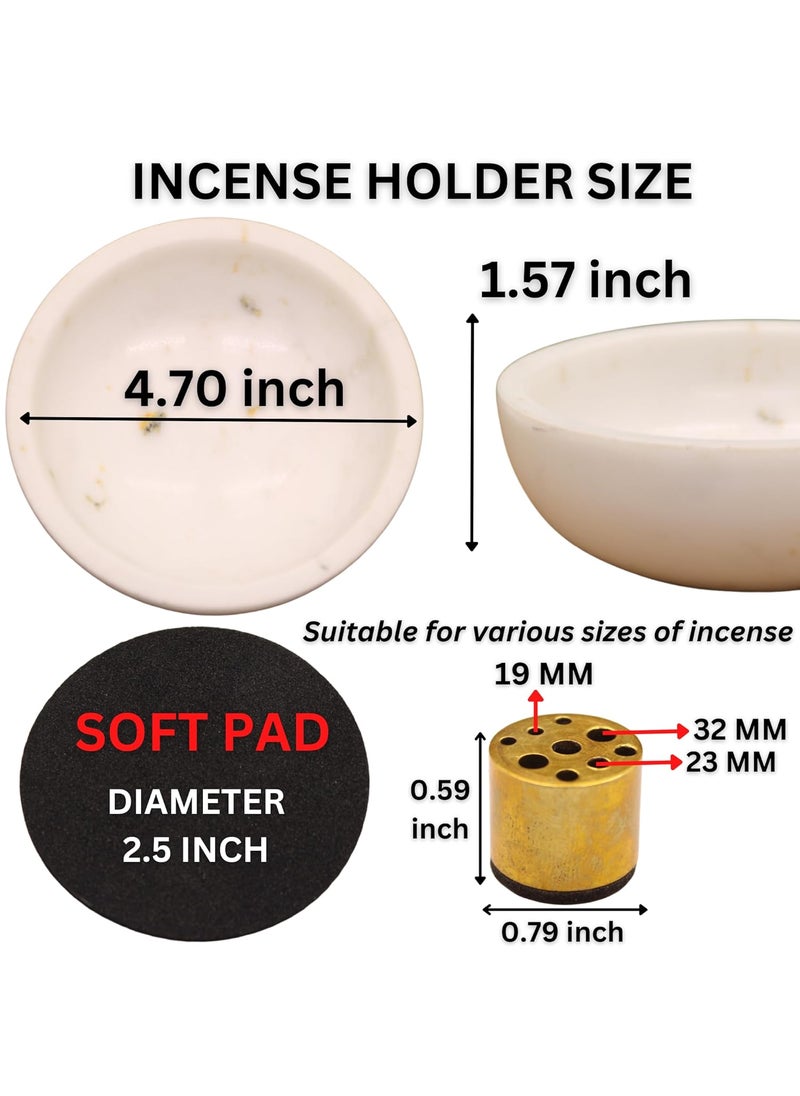 KC KULLICRAFT Natural Marble Incense Holder Incense Burner for Meditation with 9 Incense Holes Suitable for Most Incense Type Smudge Bowl Palo Santo Holder Easily Grab All Incense Ash