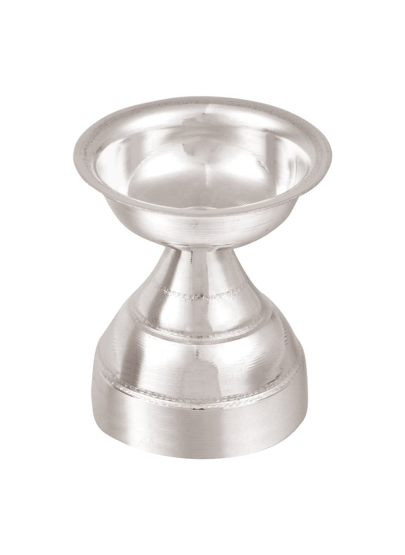 Osasbazaar Pure Silver Diya Deepak Round for Puja Temple at Home Workplace and Gifting 90925 Pure BIS Hallmarked Silver Color Pack of 1