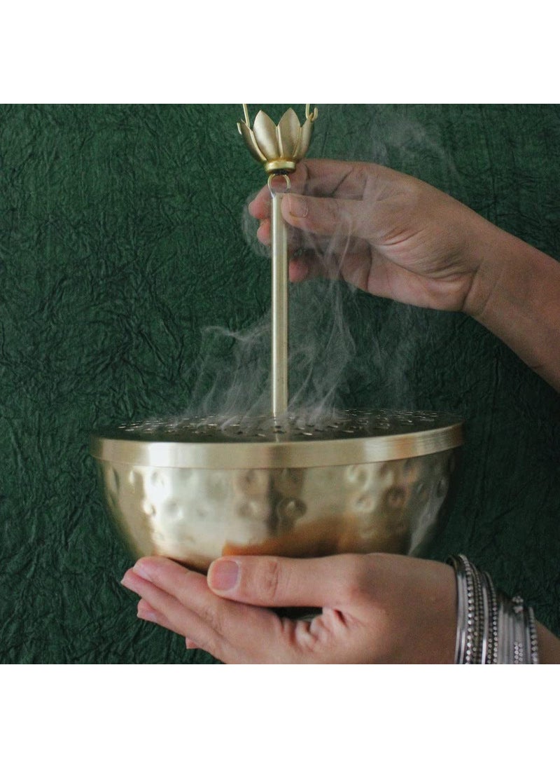 RITUALISTIC Home Purifying Brass Hanging Loban Gold Dhoop Holder and Candle Light Incense Burner Dhoop Dani Pooja Items Dhoop Batti Stand Sambrani Holder Pooja Room Decor