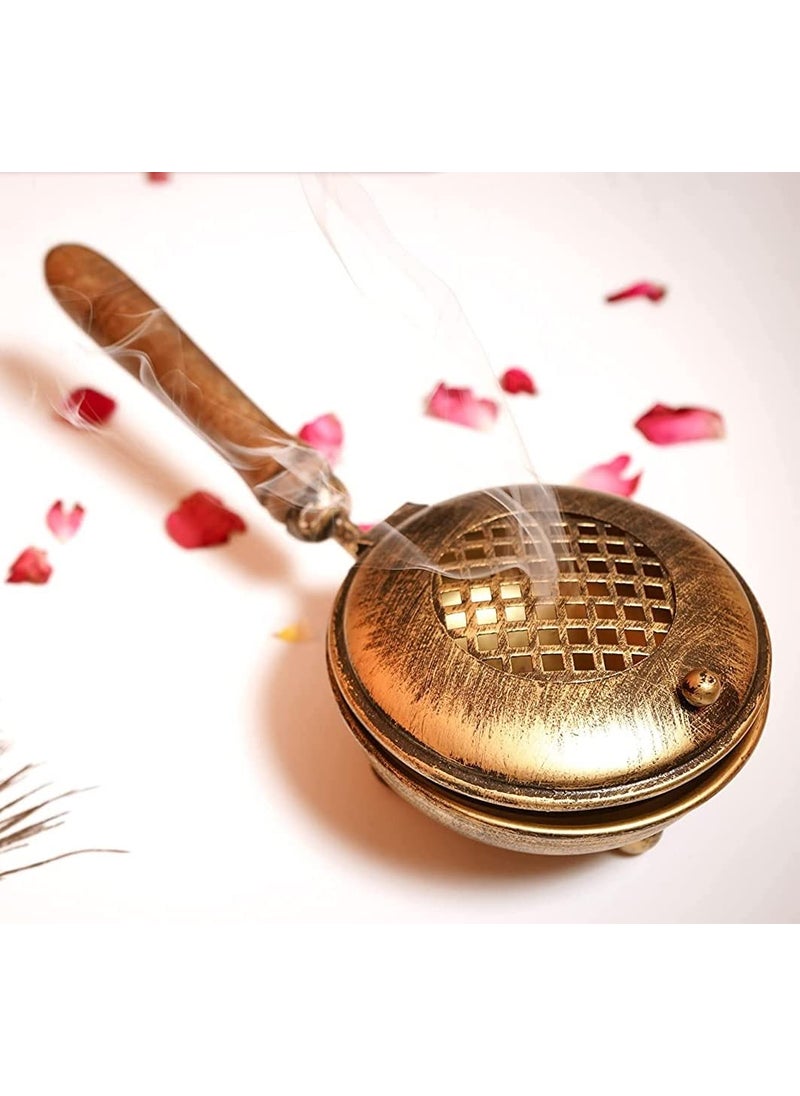 ServDharm Dhoop Dani Dhuni Loban Burner Diameter 43Metal Round gold