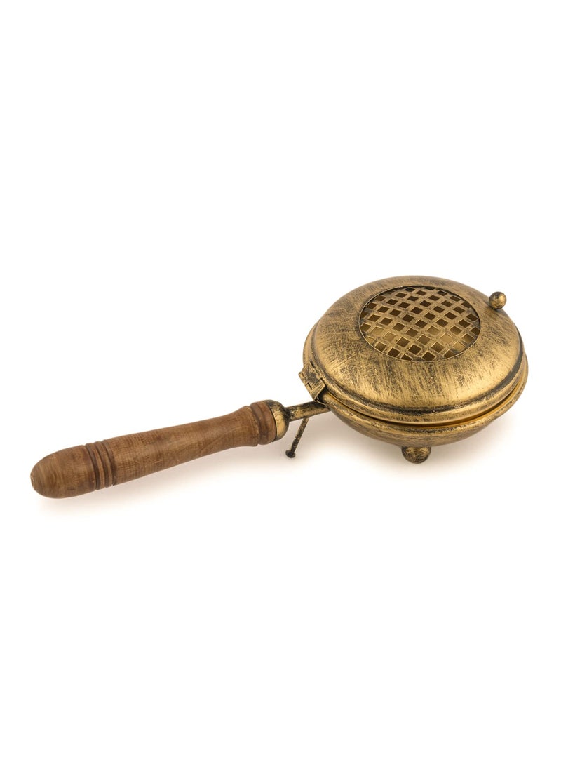 ServDharm Dhoop Dani Dhuni Loban Burner Diameter 43Metal Round gold