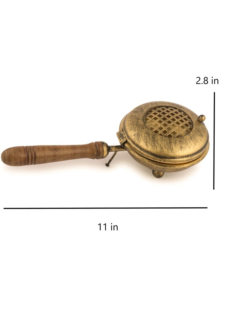 ServDharm Dhoop Dani Dhuni Loban Burner Diameter 43Metal Round gold