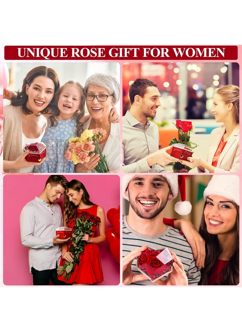 minstely Real Preserved Rose and Necklace Gifts Set for Mom Wife Girlfriends Anniversary Forever Flower Gifts for Her Birthdays Thanksgiving Idea for Women