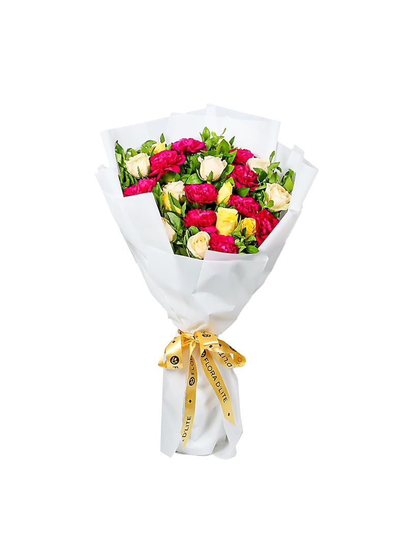Flora Dlite Blushing Harmony Flower Bouquet Gifts for Women Gifts for Men Soft Pink and White Flowers in Harmony