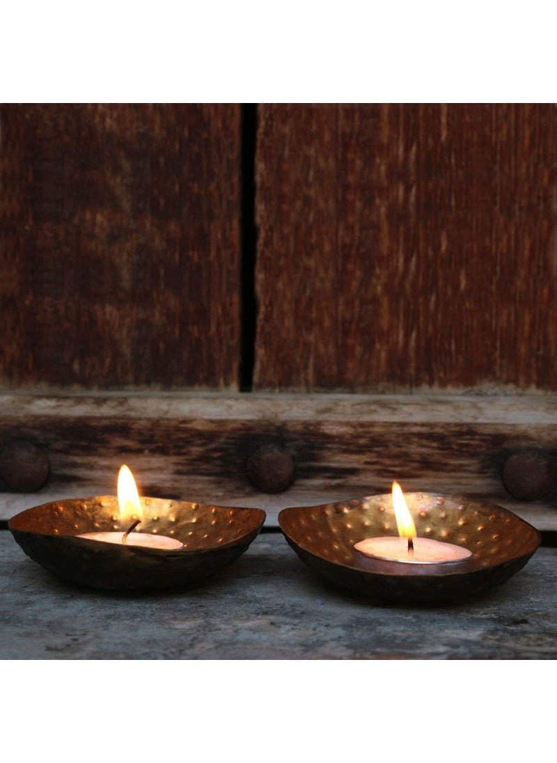 DeKulture Handmade Gold Nail TLight Holders Set of 2 Home Decor Valentines Day Easter Diwali Gift 3x05 Inches