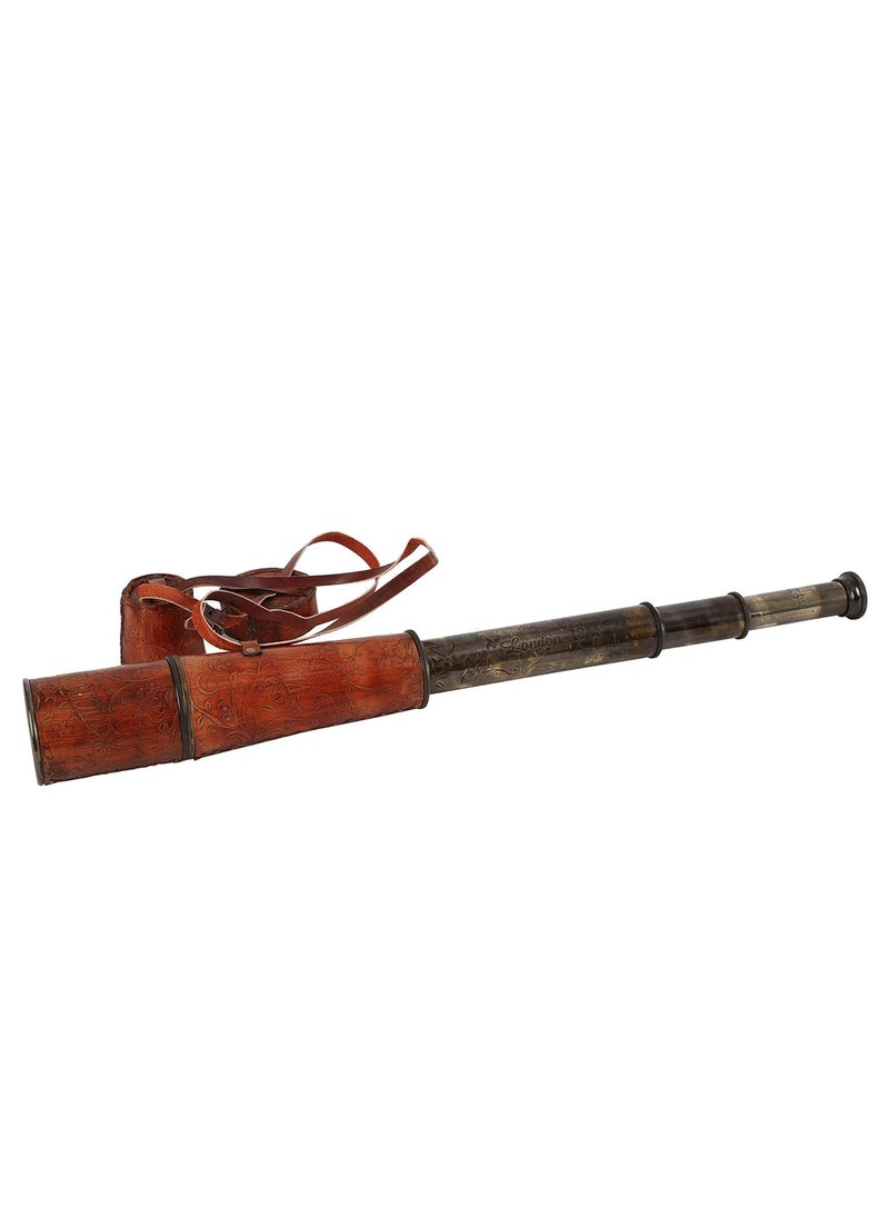 SHOPLYN 24 Ship Captain Brass Handmade Brass Leather Victorian Vintage Brass Spyglass Telescope Antique Cap Belt Handheld Spyglass Scope Great Nautical Collection