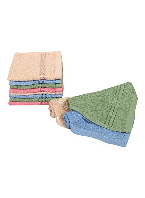 JENNY DENIAL 100 Cotton Soft Absorbent 300 GSM Face Towel Set of 12 pcs Size 27 27Cm Small Multi Color
