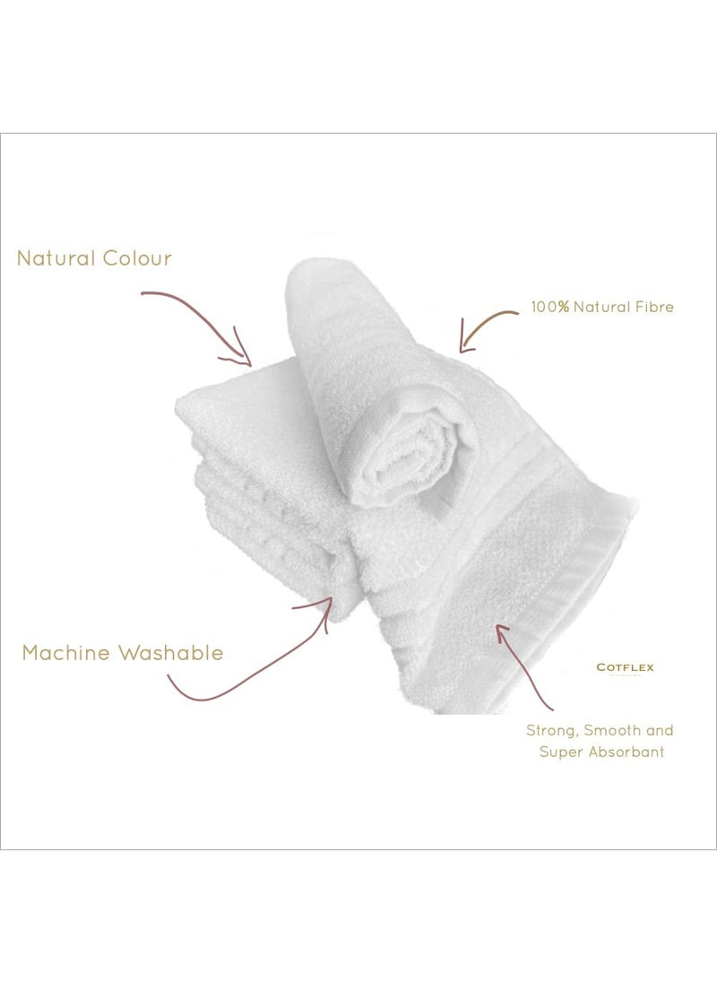 COTFLEX Hand and Face Towel Pure Cotton White 14x21 Pack 6