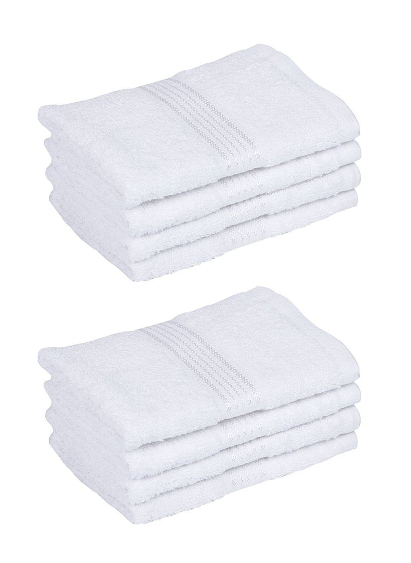 KOPA Quick Dry 100 Cotton Soft Terry Towel 8pc Face Towel dross Quick Dry 100 Cotton Super Absorbent Lightweight Odour Free for Men Women Kids SolidWhite
