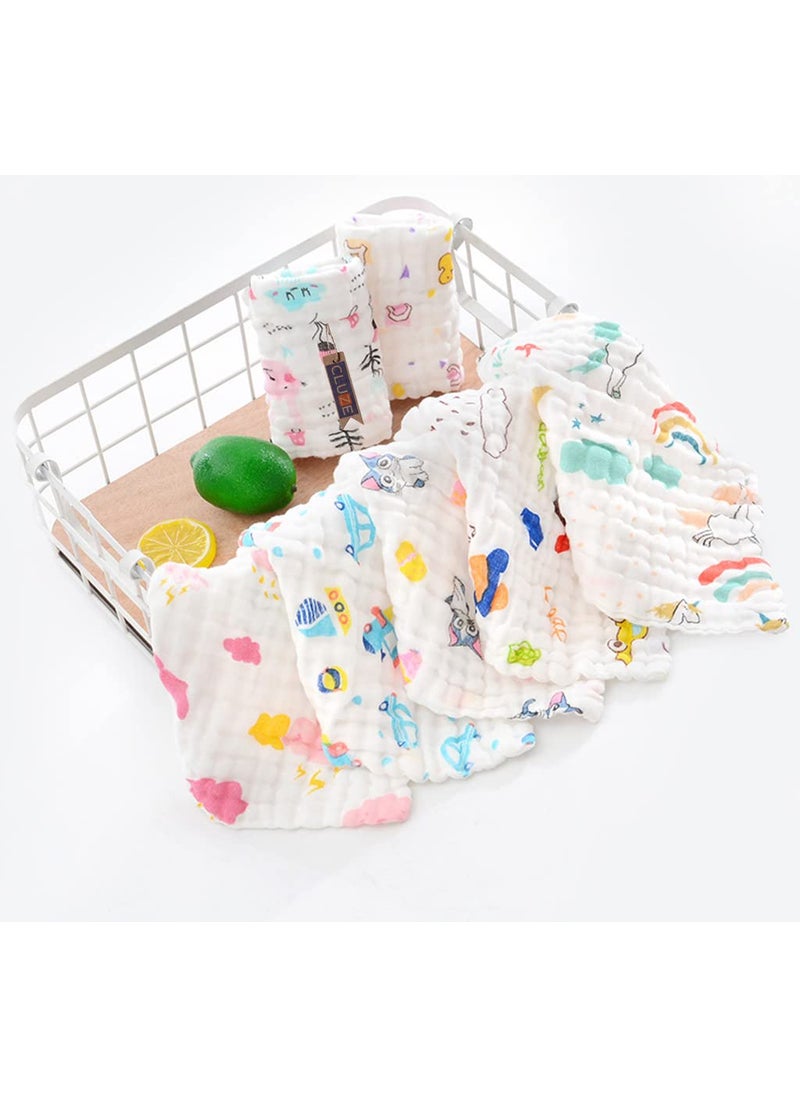 CLUZE Baby Face TowelCotton Handkerchief For Women Six Layered Printed White Newborn BabyRumalHanky for Girls and Kids School Extra Soft And Super Absorbent 25x25CM 8