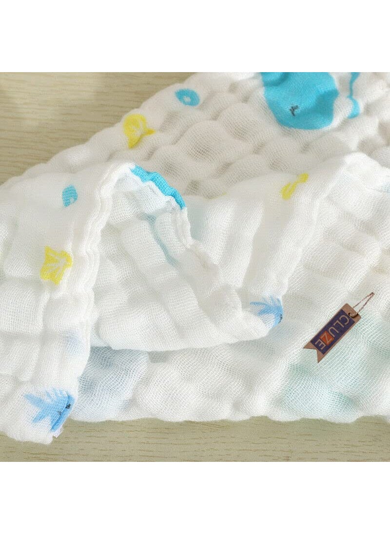 CLUZE Baby Face TowelCotton Handkerchief For Women Six Layered Printed White Newborn BabyRumalHanky for Girls and Kids School Extra Soft And Super Absorbent 25x25CM 8