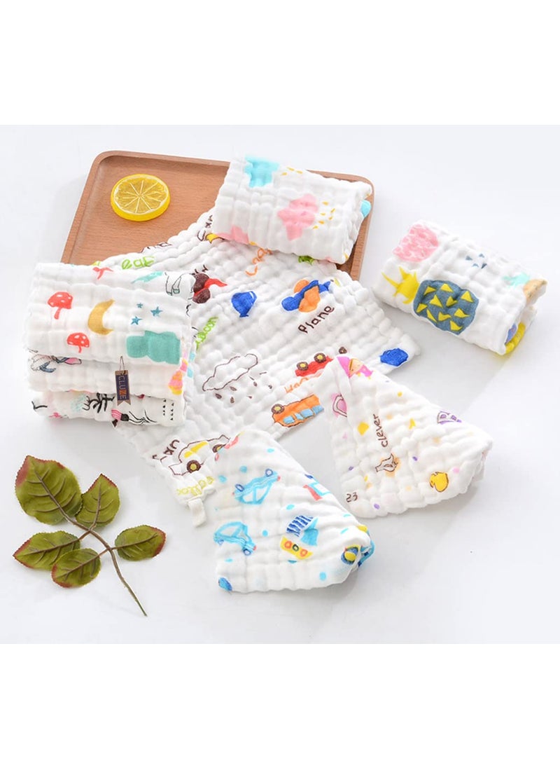 CLUZE Baby Face TowelCotton Handkerchief For Women Six Layered Printed White Newborn BabyRumalHanky for Girls and Kids School Extra Soft And Super Absorbent 25x25CM 8