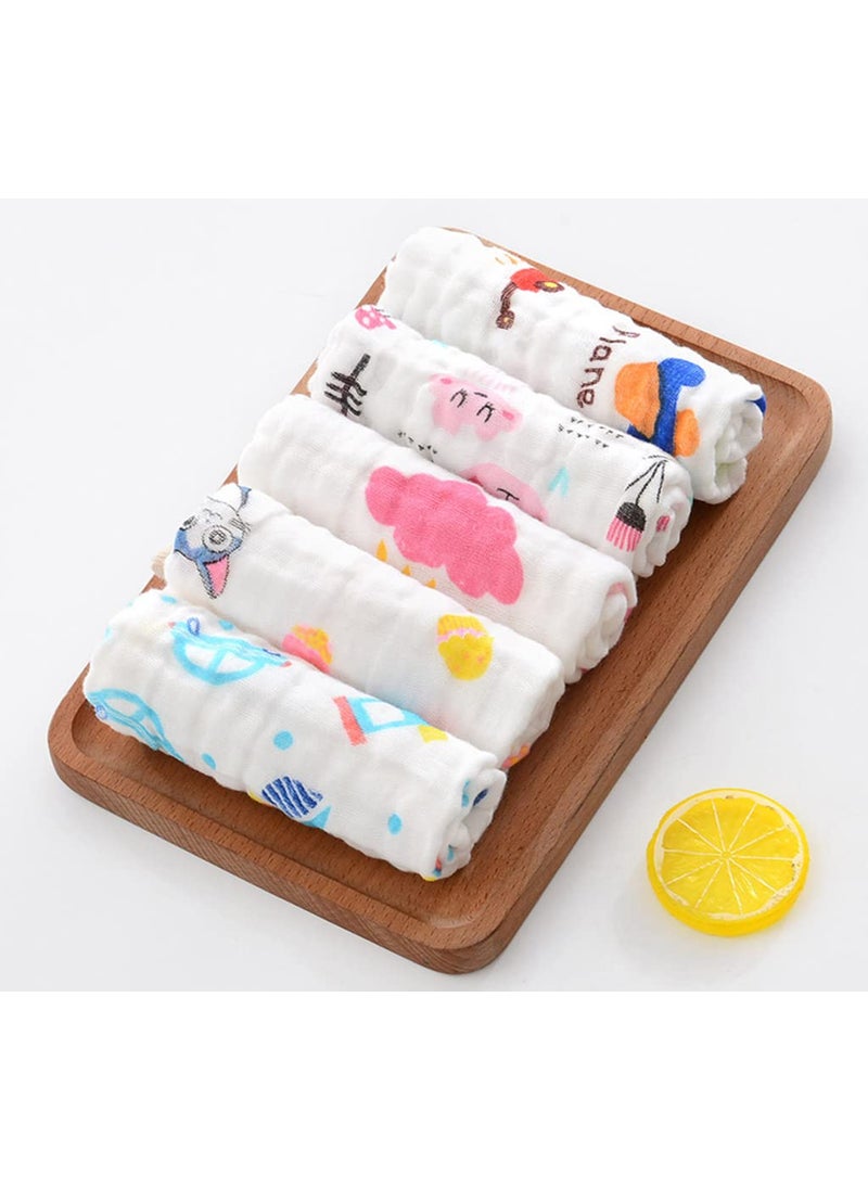 CLUZE Baby Face TowelCotton Handkerchief For Women Six Layered Printed White Newborn BabyRumalHanky for Girls and Kids School Extra Soft And Super Absorbent 25x25CM 8