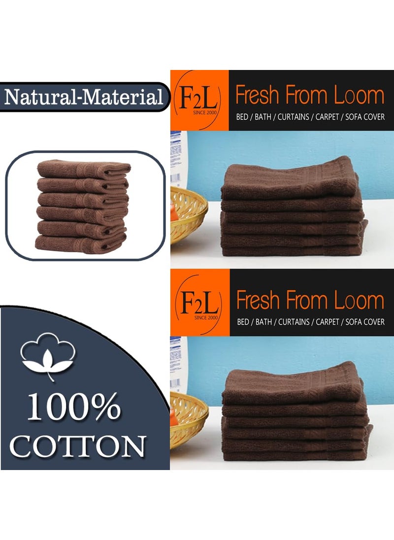 FRESH FROM LOOM face Towels Set Wash Clothes Face Towels Towels for Home Gym or Sports 13 X 13 Inch Brown