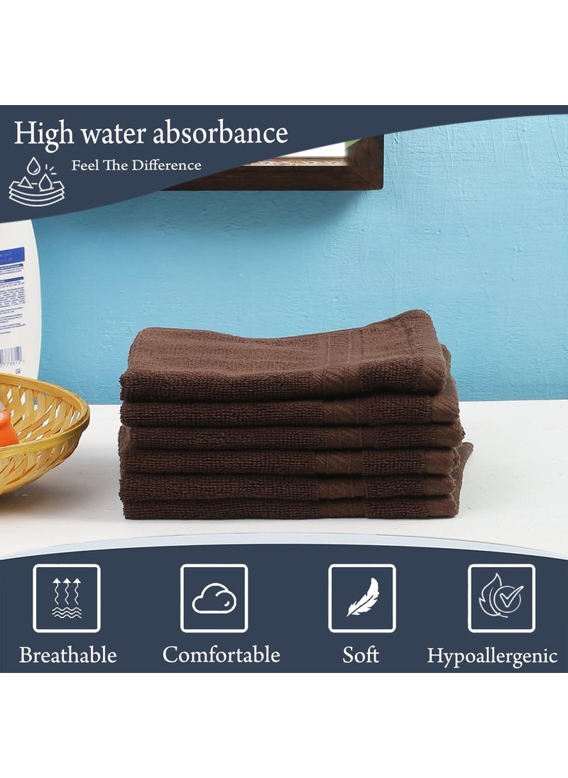 FRESH FROM LOOM face Towels Set Wash Clothes Face Towels Towels for Home Gym or Sports 13 X 13 Inch Brown