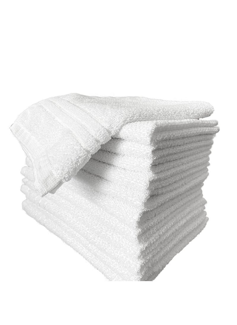 COTFLEX Hand and Face Towel White Pure Cotton Pack of 12