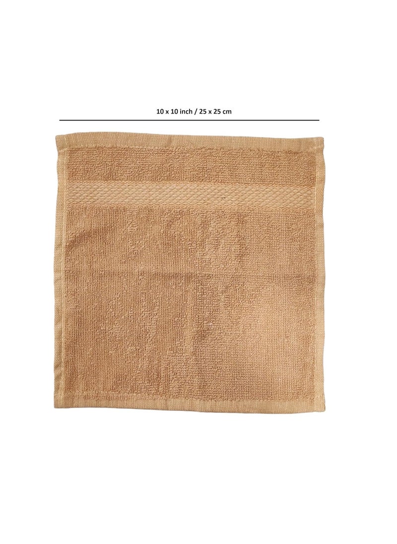 Caslino Small Cotton Face Towels Set of 24 Soft and Absorbent 25 x 25 cm 400 GSM Towel Set for Women Men Dark Beige Pack of 24