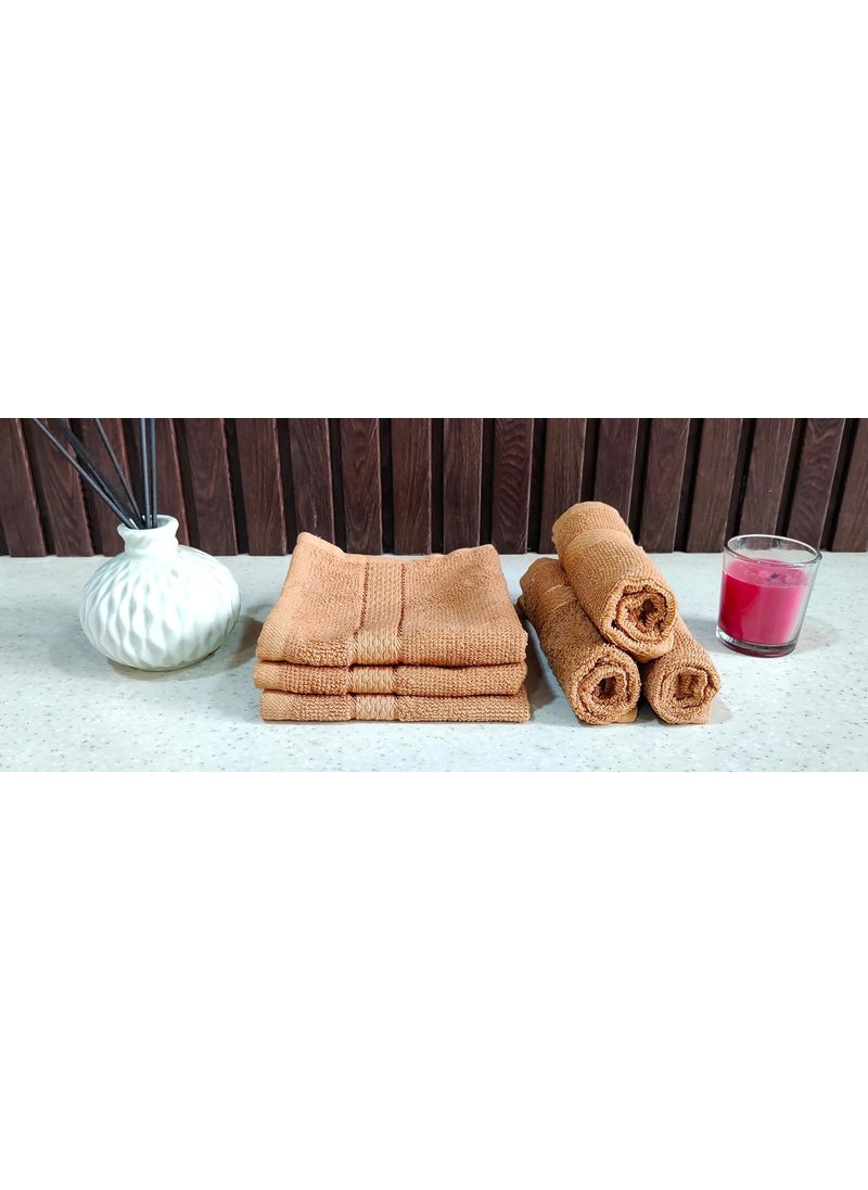 Caslino Small Cotton Face Towels Set of 24 Soft and Absorbent 25 x 25 cm 400 GSM Towel Set for Women Men Dark Beige Pack of 24