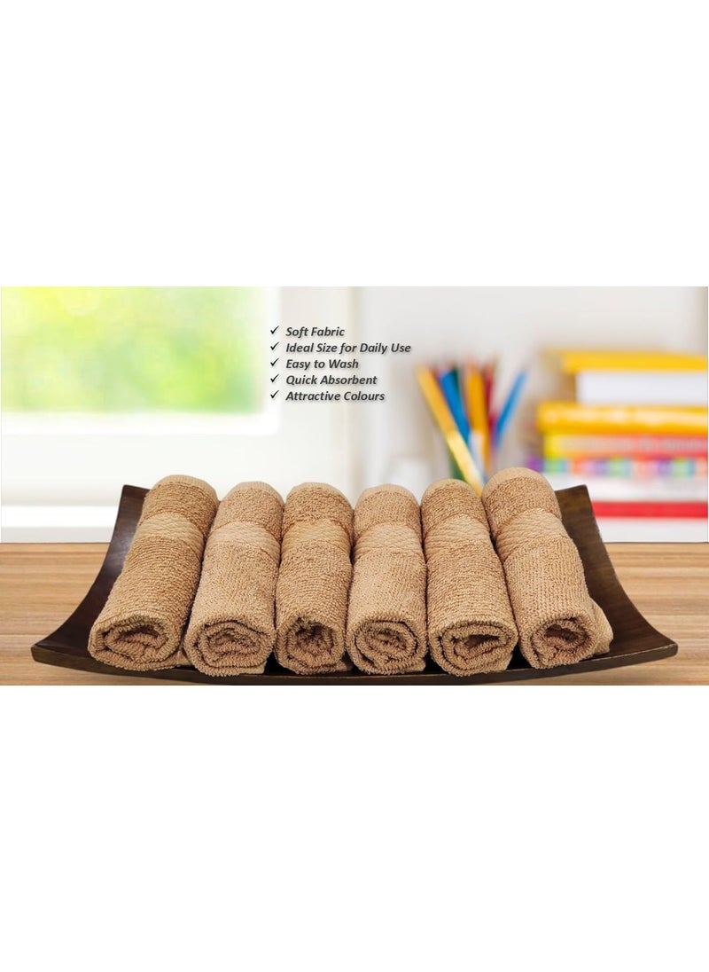 Caslino Small Cotton Face Towels Set of 24 Soft and Absorbent 25 x 25 cm 400 GSM Towel Set for Women Men Dark Beige Pack of 24