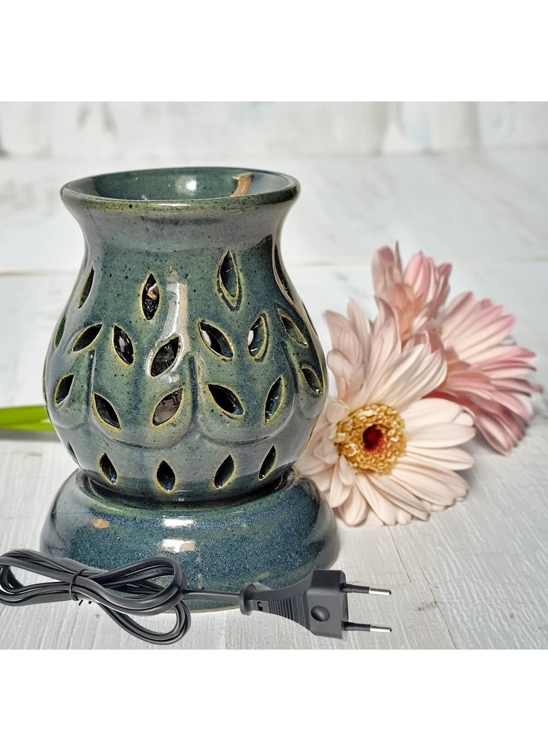 Aatiutik Handcrafted Ceramic Electric Fragrance Aroma Diffuser Oil Burners Nigh Lamp Light Electric Diffuser for Home Oud Gold Fragrance Oils of 10 ml Each