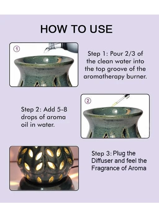 Aatiutik Handcrafted Ceramic Electric Fragrance Aroma Diffuser Oil Burners Nigh Lamp Light Electric Diffuser for Home Magic Fruit and Jasmine Fragrance Oils of 10 ml Each