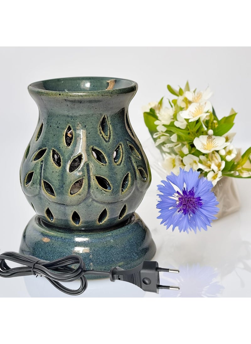 Aatiutik Handcrafted Ceramic Electric Fragrance Aroma Diffuser Oil Burners Nigh Lamp Light Electric Diffuser for Home Magic Fruit and Jasmine Fragrance Oils of 10 ml Each