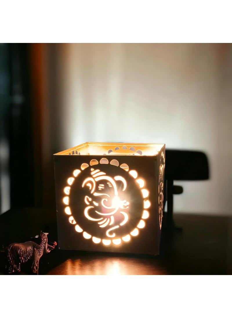Ruvi Handicrafts Aroma Diffuser Fragrance Humidifier Aroma Oil Camphor Burner for Office Home Decor Therapy Galvanized Metal with Golden Finish Ganesh