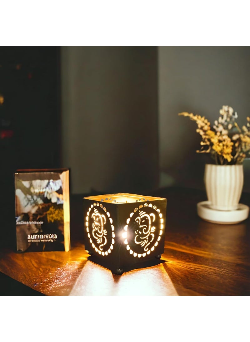Ruvi Handicrafts Aroma Diffuser Fragrance Humidifier Aroma Oil Camphor Burner for Office Home Decor Therapy Galvanized Metal with Golden Finish Ganesh