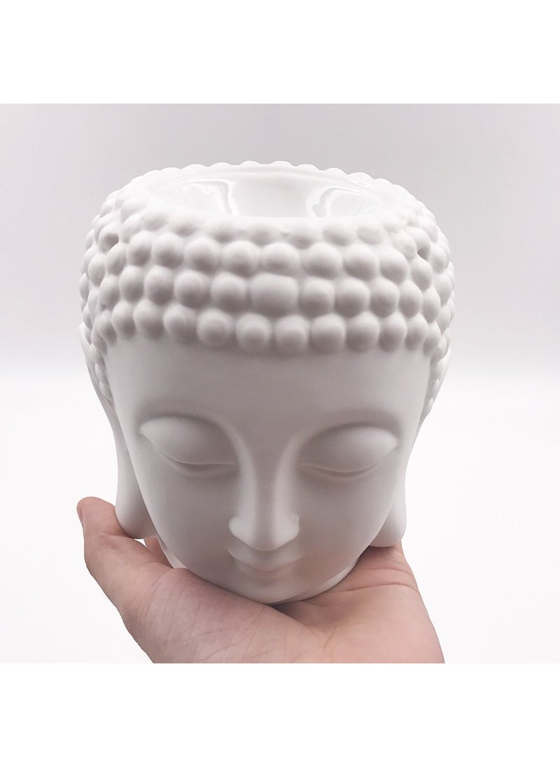Aatiutik White Buddha Head Aroma Diffuser Air Freshner Aroma Oil Burner Lamp White