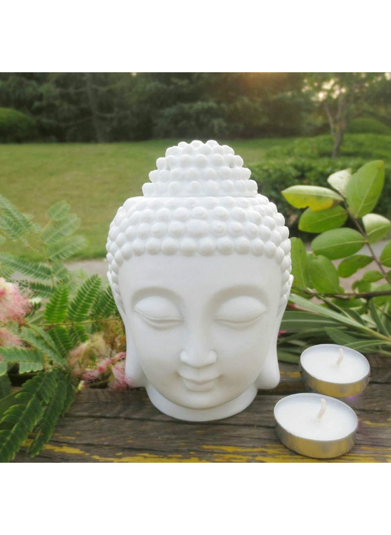 Aatiutik White Buddha Head Aroma Diffuser Air Freshner Aroma Oil Burner Lamp White