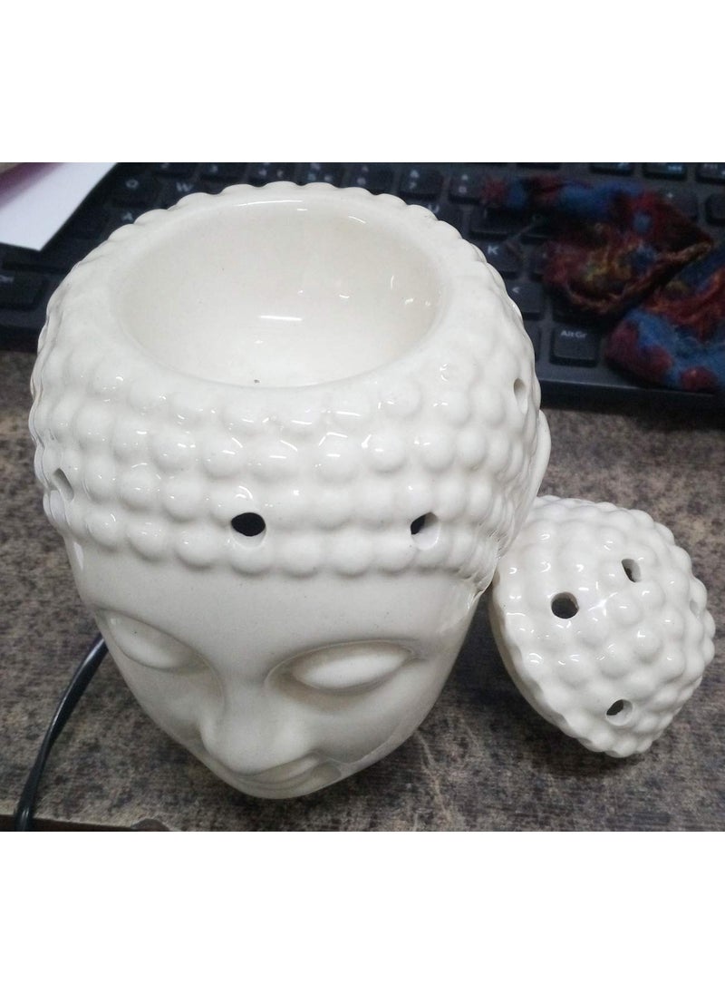 Luxantra Ceramic Electric Buddha Head Aroma Diffuser Night Lamp Light with 2 Lavender Aroma Oil 10ml Each for Home Office Hotel Spa